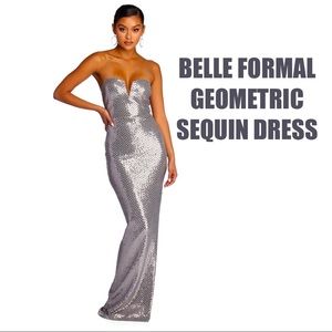 Belle Geometric Sequin Dress NWT